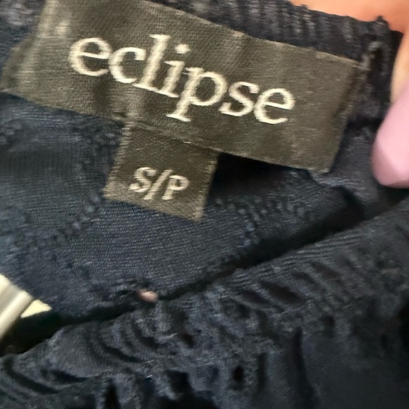 Eclipse Navy Eyelet Off-Shoulder Blouse - Picture 3 of 3